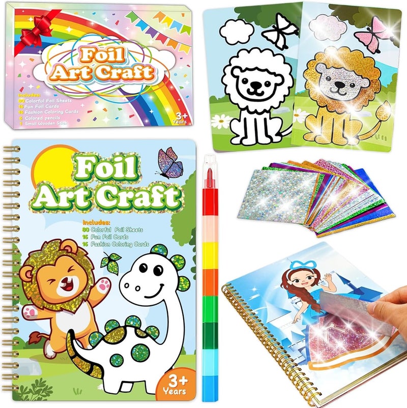 NaTuGi Foil Art Fun for Kids - Animal Theme Arts and Crafts Kits，Kids Fun Art Supplies ，Creative Birthday Gift ，Travel Toys，Suitable for Girls and Boys Craftikit (Animal) - Image 1